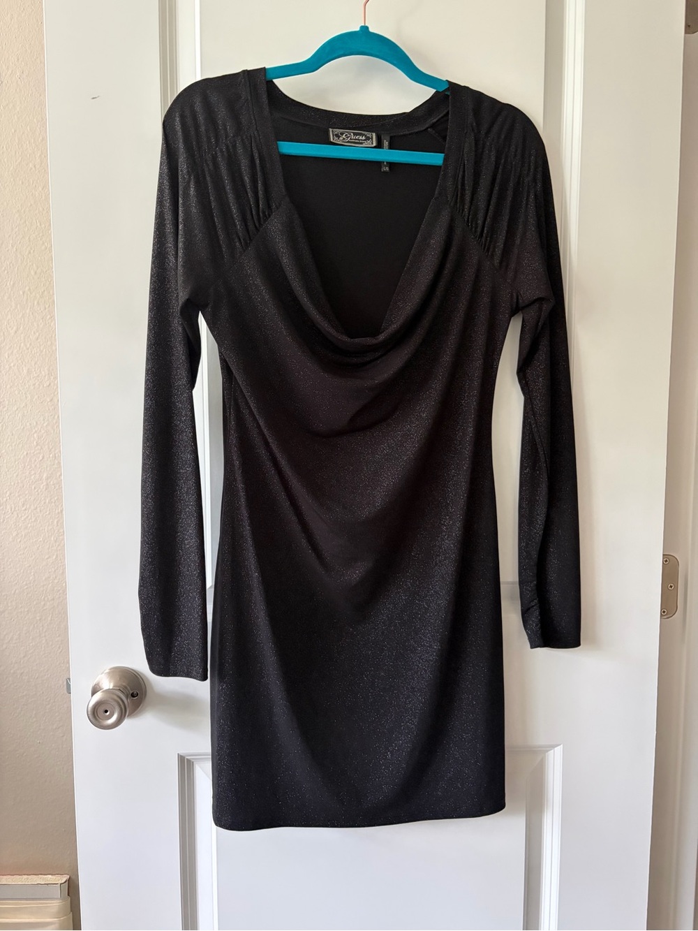 Guess Black Cowl Neck Body Con Dress